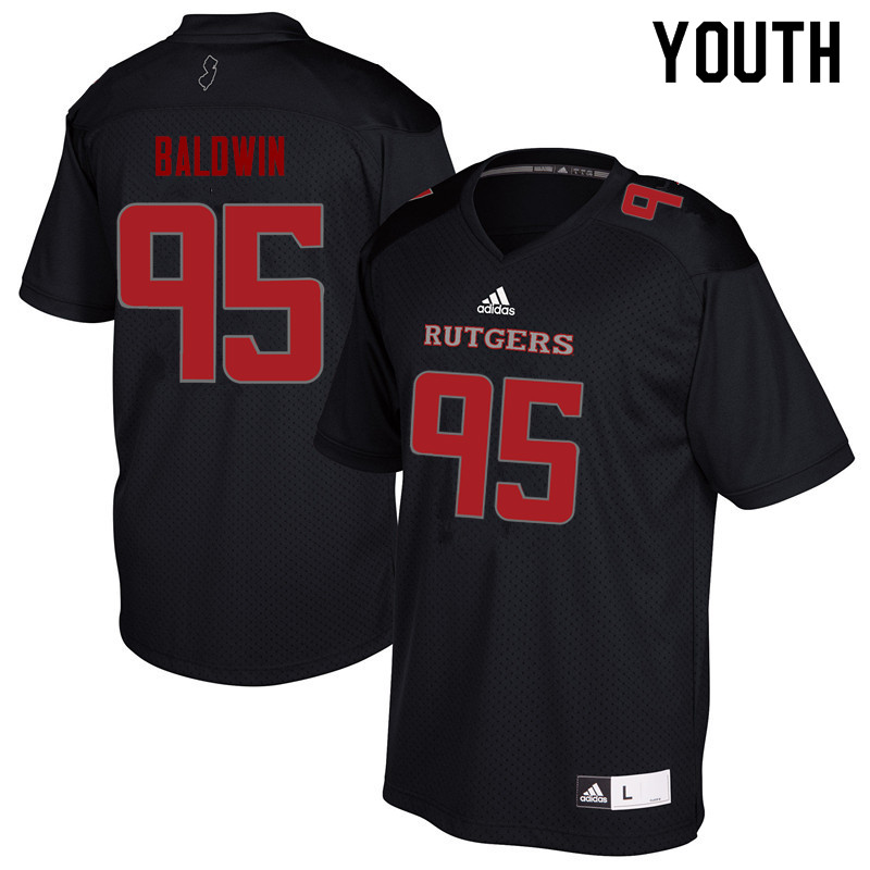 Youth #95 Devin Baldwin Rutgers Scarlet Knights College Football Jerseys Sale-Black - Click Image to Close